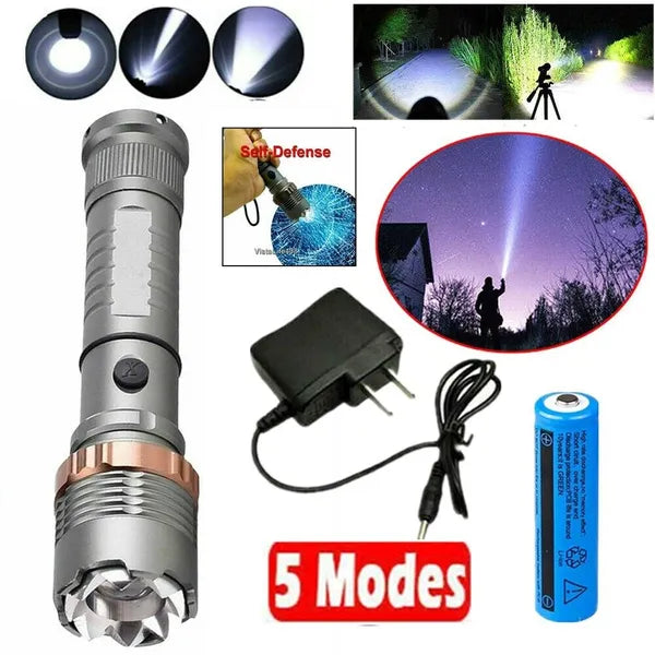 350000000 Lumen Super Bright LED Tactical Flashlight Rechargeable